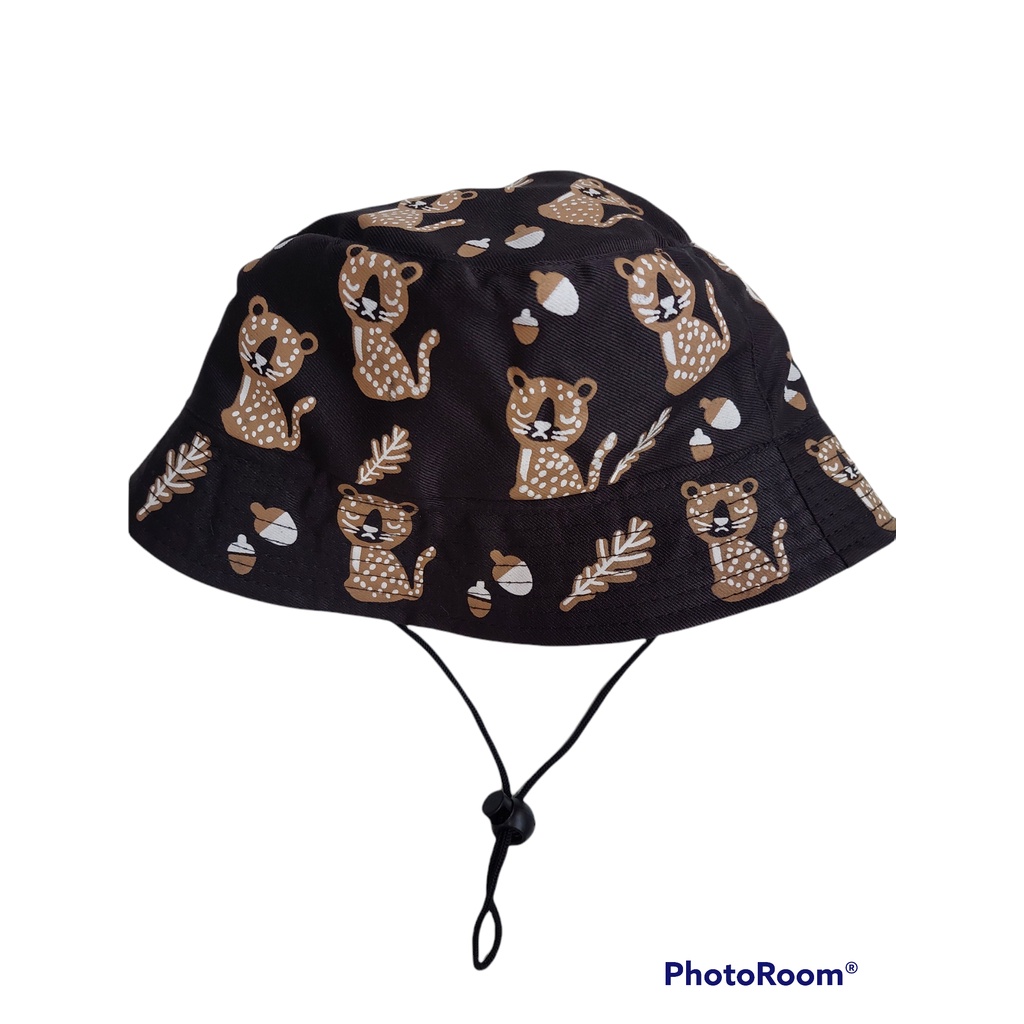 Bucket Hat Anak Tali Sablon Karakter Macan Laki Perempuan Usia 1-8 Tahun