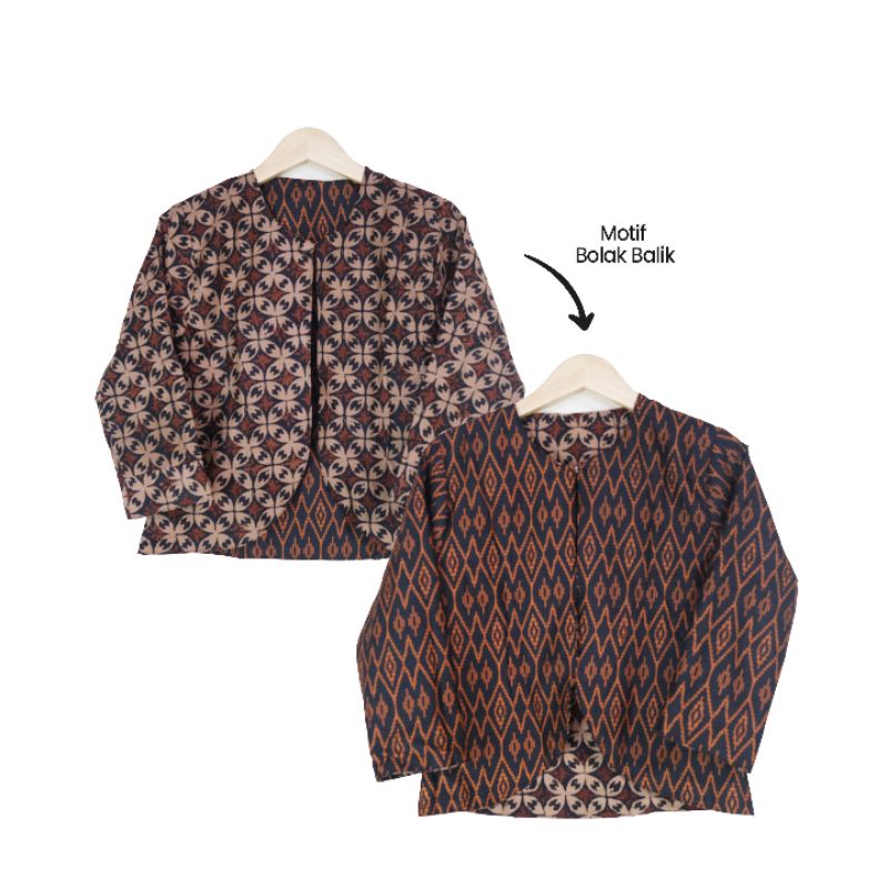 Bolero Batik Wanita Sogan Motif Bolak Balik - Naira Batik