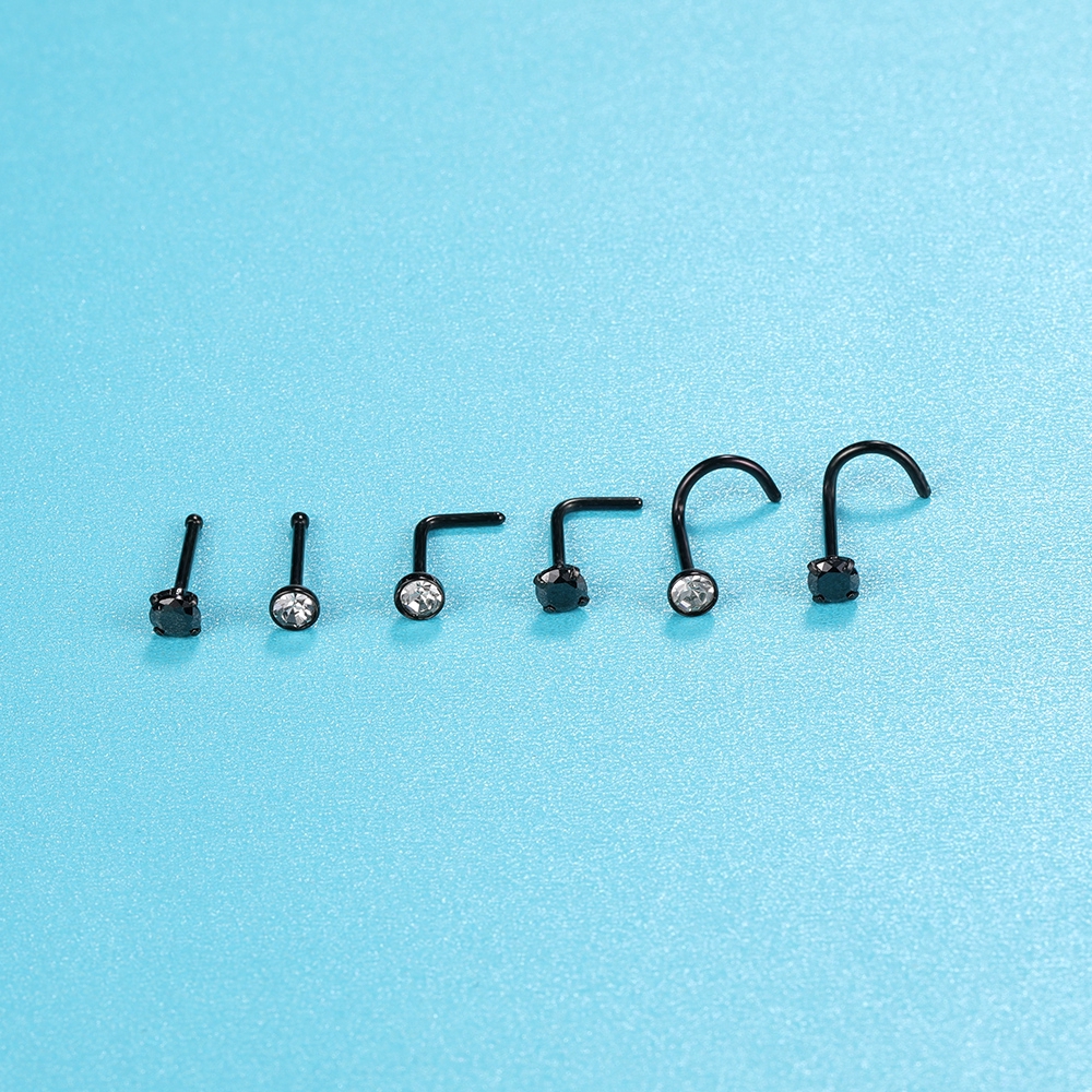 12pcs / Set Cincin Tindik Hidung / Telinga / Tubuh Bahan Stainless Steel Hias Kristal Gaya Punk