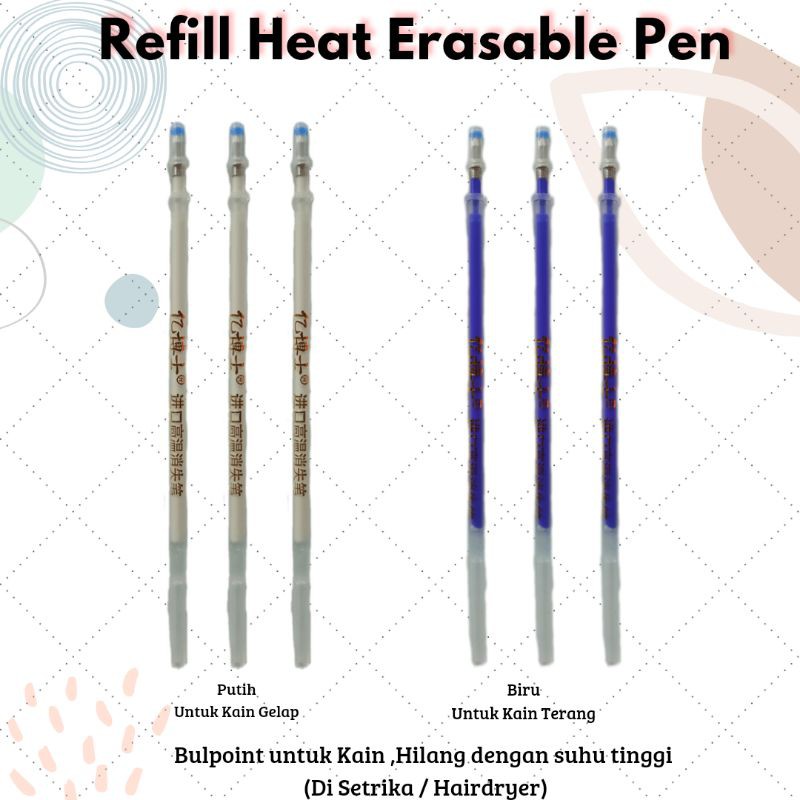 Heat Erasable Pen High Temperature , Bulpoint kain hilang dengan setrika