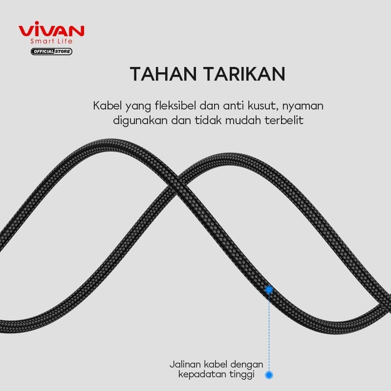 A_    Vivan VDM100  / VDM200 Micro USB Data Cable 2.4A LED Light Quick Charge