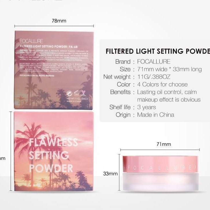 (READY &amp; ORI!) Focallure Flawless Setting Powder / Loose Powder FA 68 FA68 Bedak tabur waterproof terbaru viral