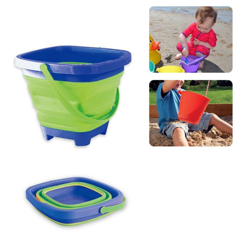 Mary Portable Anak Pantai Ember Pasir Mainan Lipat Collapsible Plastic Pail Multi Purpose Summer Party Play Storag