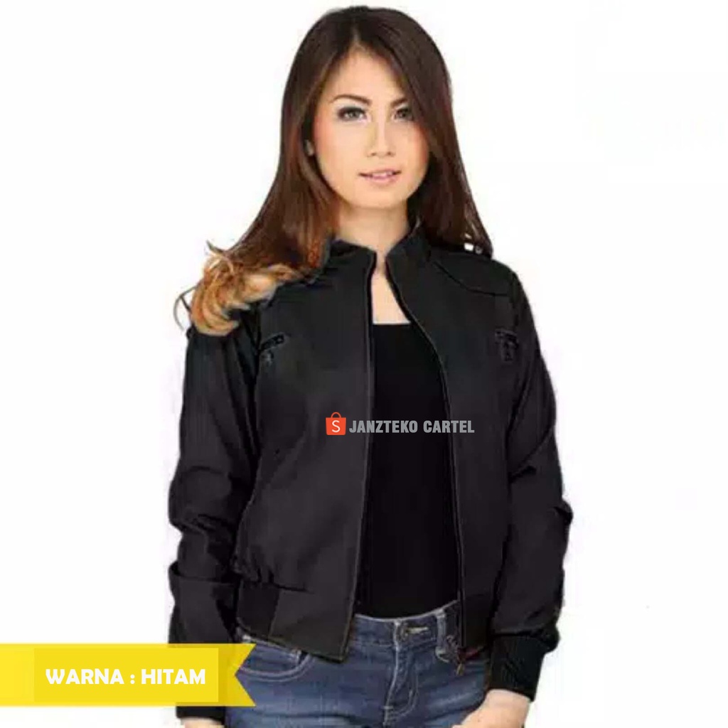 JNK x KIMBERLY -  Jaket Polos Casual Wanita Cewek Premium Bahan Kulit Sintetis Viena PU Synthetic Leather New