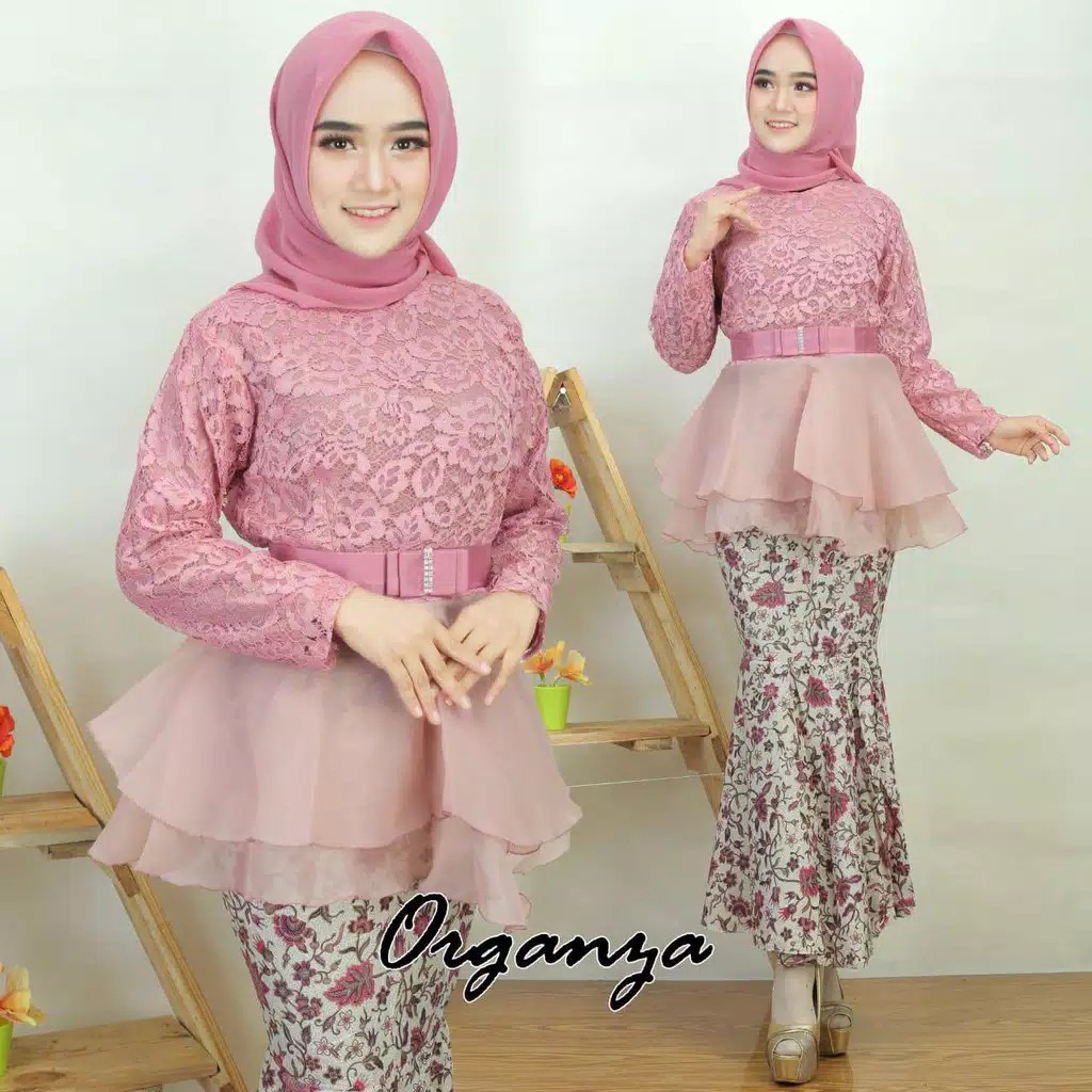 KEBAYA BRUKAT KOMBINASI ORGANZA FULL FURING ROK DUYUNG/KEBAYA NABILA/KEBAYA NAURA/KEBAYA WISUDA