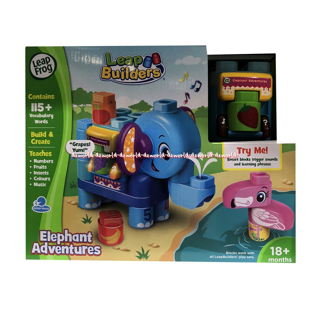 Leapfrog Leap Builders Elephant Adventures Mainan Blok Susun Bentuk Gajah Dilengkapi Dengan Musik