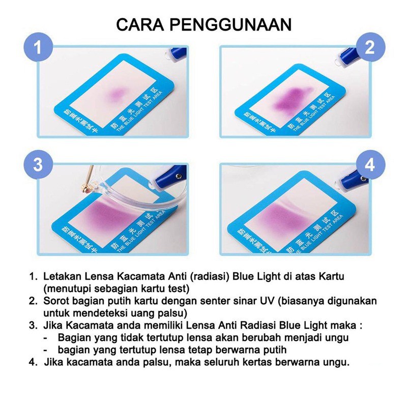 Senter dan Kartu Tes Kacamata / Blue light torch and Card test