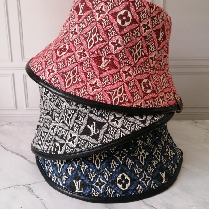 topi bucket LV bolak balik vip premium - Biru