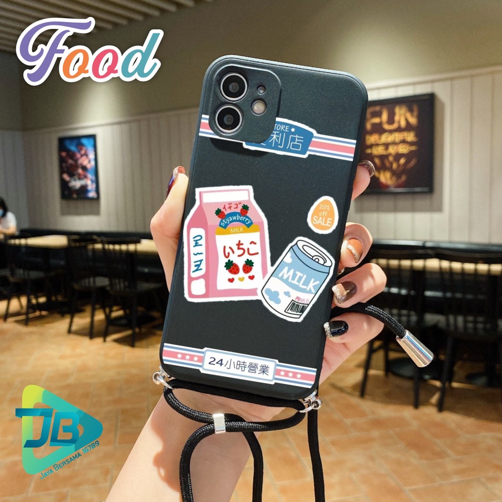 SOFTCASE SILIKON SLINGCASE TALI LANYARD STRAP PHONE MACARON PELINDUNG KAMERA FOOD OPPO VIVO SAMSUNG XIAOMI REALME IPHONE ALL TYPE JB5409