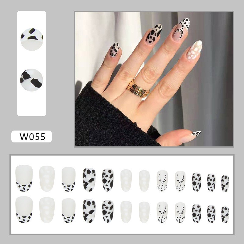 24pcs / set Kuku Palsu Desain Elegan Penuh Penuh Penuh Penuh Warna-Warni Tahan Air Untuk Manicure Nail Art