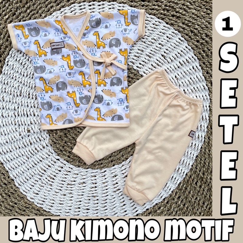 PREMIUM QUALITY 1 Stel Baju Bayi Newborn Kimono polos Lengan Pendek DNW BABY