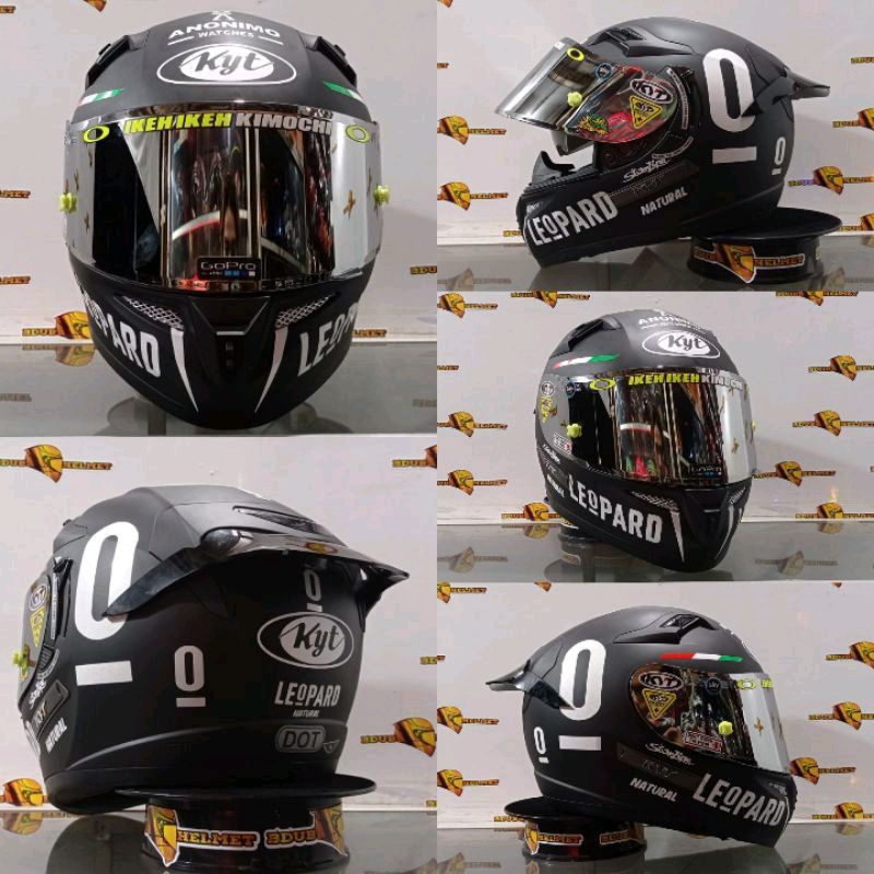 HELM KYT K2R PAKET GANTENG RED BULL(visor iridium) INCLUDE VISOR ORI-Black doft leopard