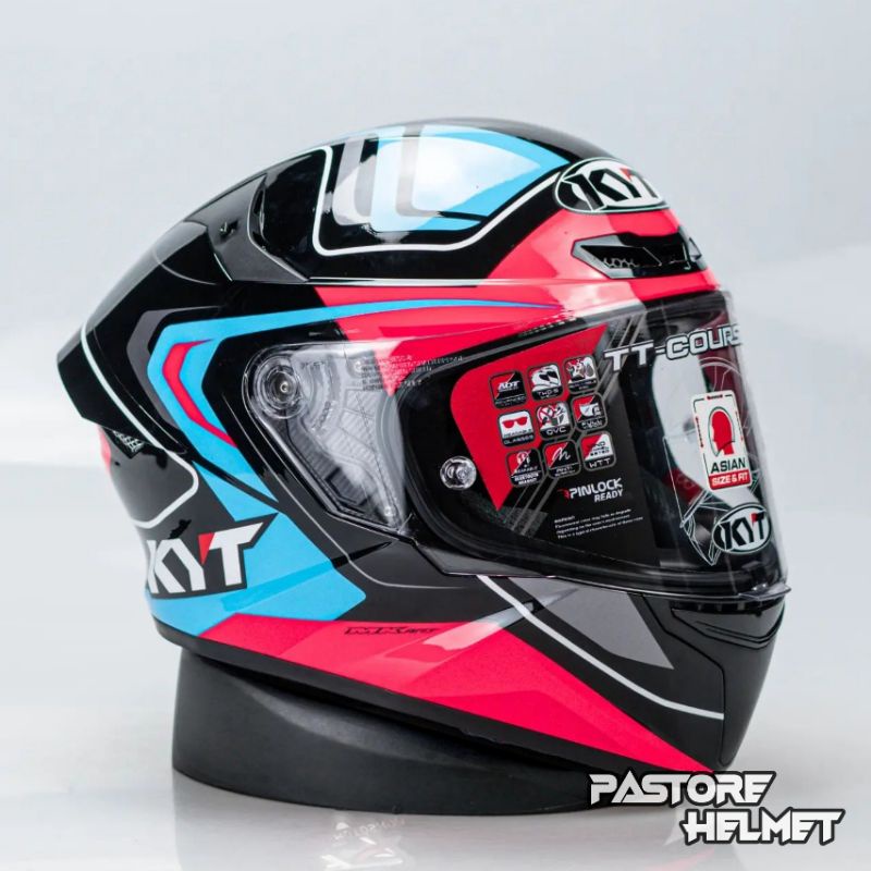 KYT TT Course Overtech Fuxia Black Pink