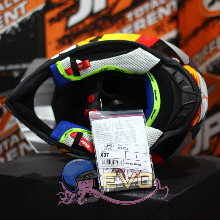 HELM JPX CROSS_FOX1 SERI X37 - SILVER GLOSS / RED + GOOGLE SNAIL (ONGKIR 2 KG) HELM JPX TERBARU