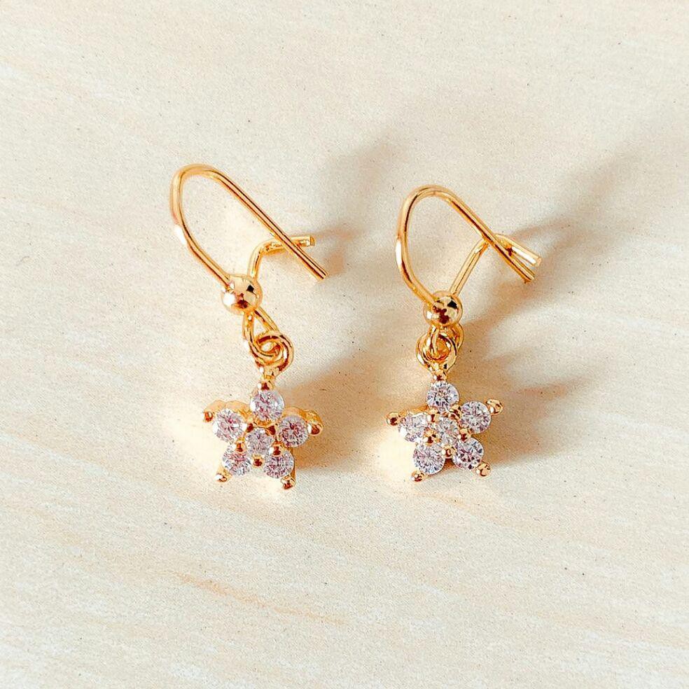 Anting Wanita Model Bintang Zirconia Gold