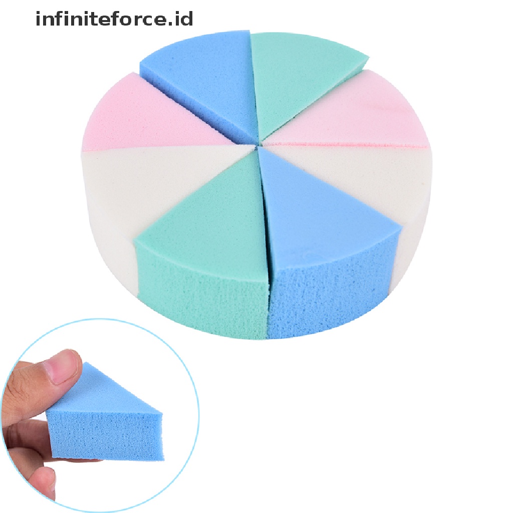 Infiniteforce.id 8pcs / Set Spons Puff Segitiga Pembersih Makeup / Kosmetik Wanita