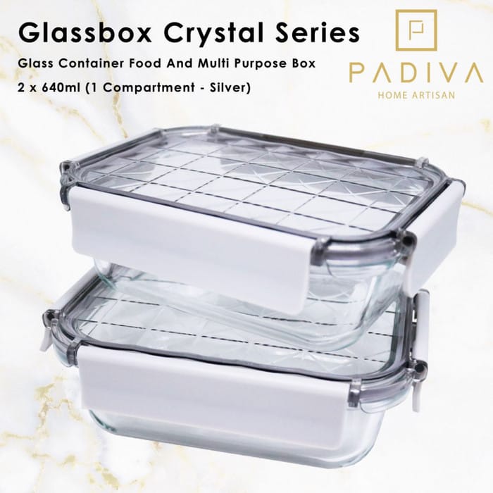 Padiva Glassbox Food &amp; Multi Purpose Storage (Padiva Crystal Glassbox 640ml (2pcs))