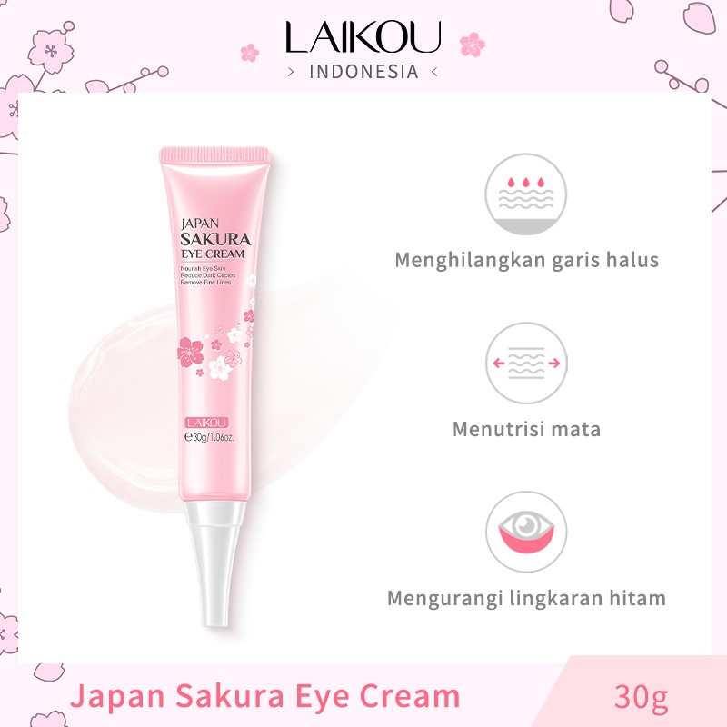 LAIKOU Sakura Krim Mata Menghilangkan Lingkaran Gelap Menghaluskan Kerutan Anti-Penuaan 30g