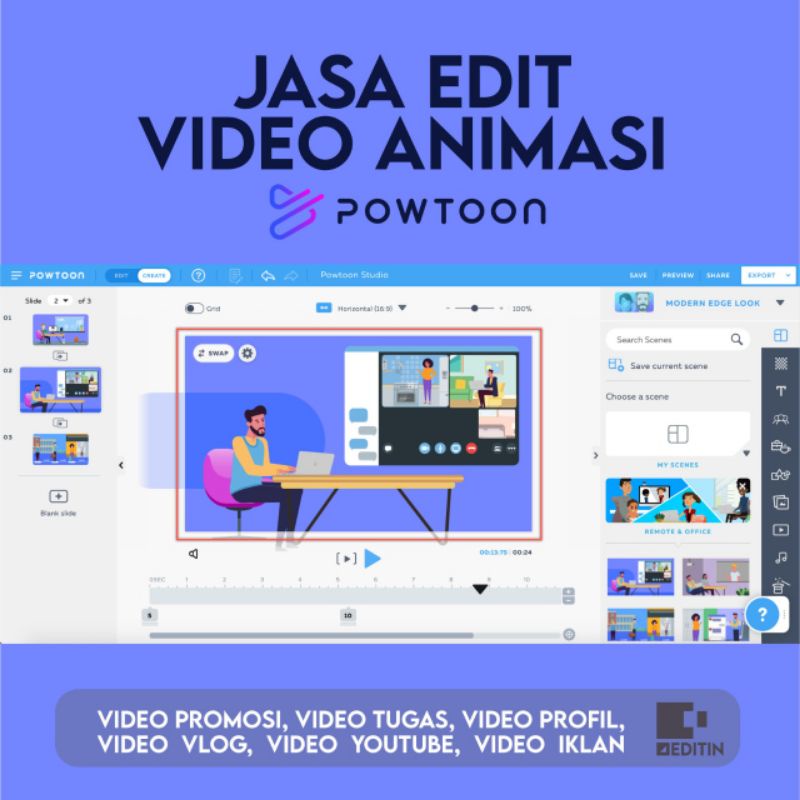 Jasa Edit Video Animasi Powtoon