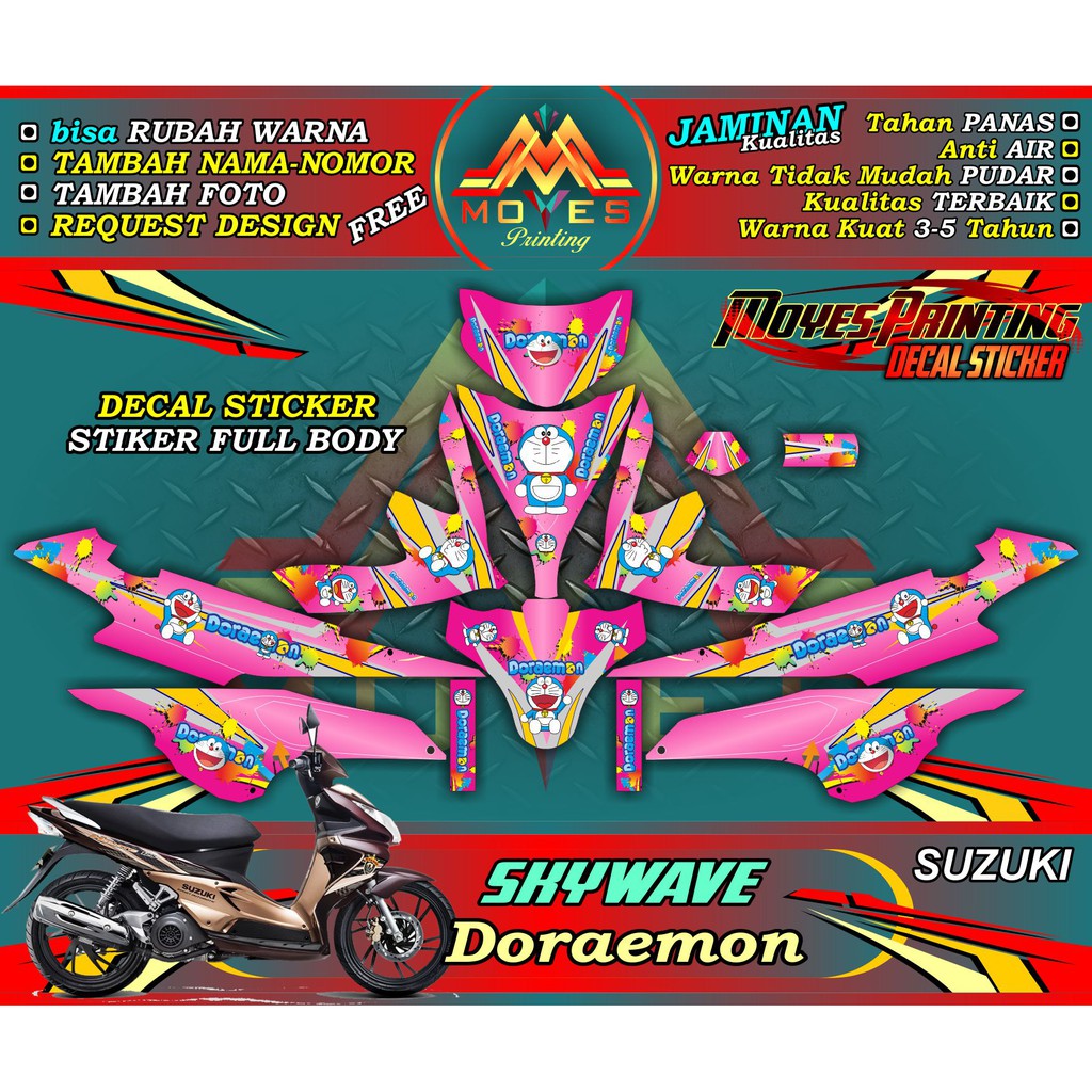 stickers skywave decal suzuki sky wave stiker skywave 125 - doraemon