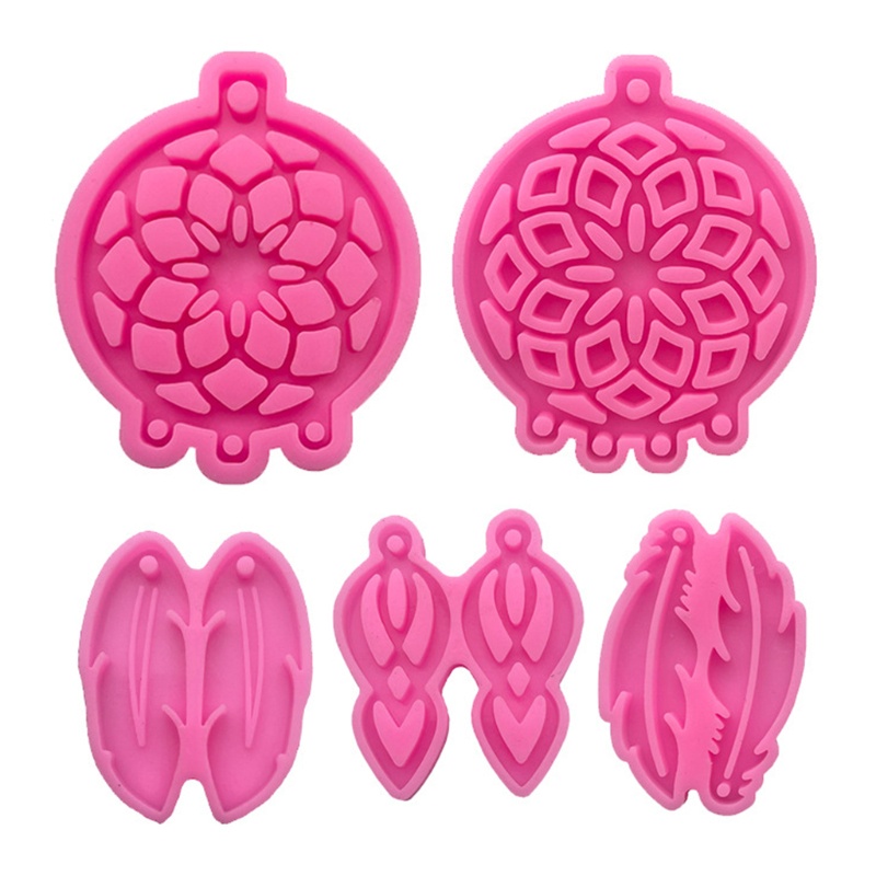 SIY  5 Pcs Dream Catcher Feather Keychain Epoxy Resin Mold Car Pendant Silicone Mould