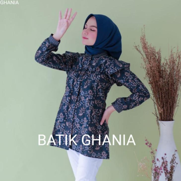 Sudah READY.. COUPLE BATIK MODERN ATASAN BATIK WANITA TERBARU NY BATIK GHANIA