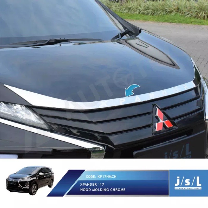 JSL Lis Kap Mesin Mitsubishi Xpander Hood Molding Chrome