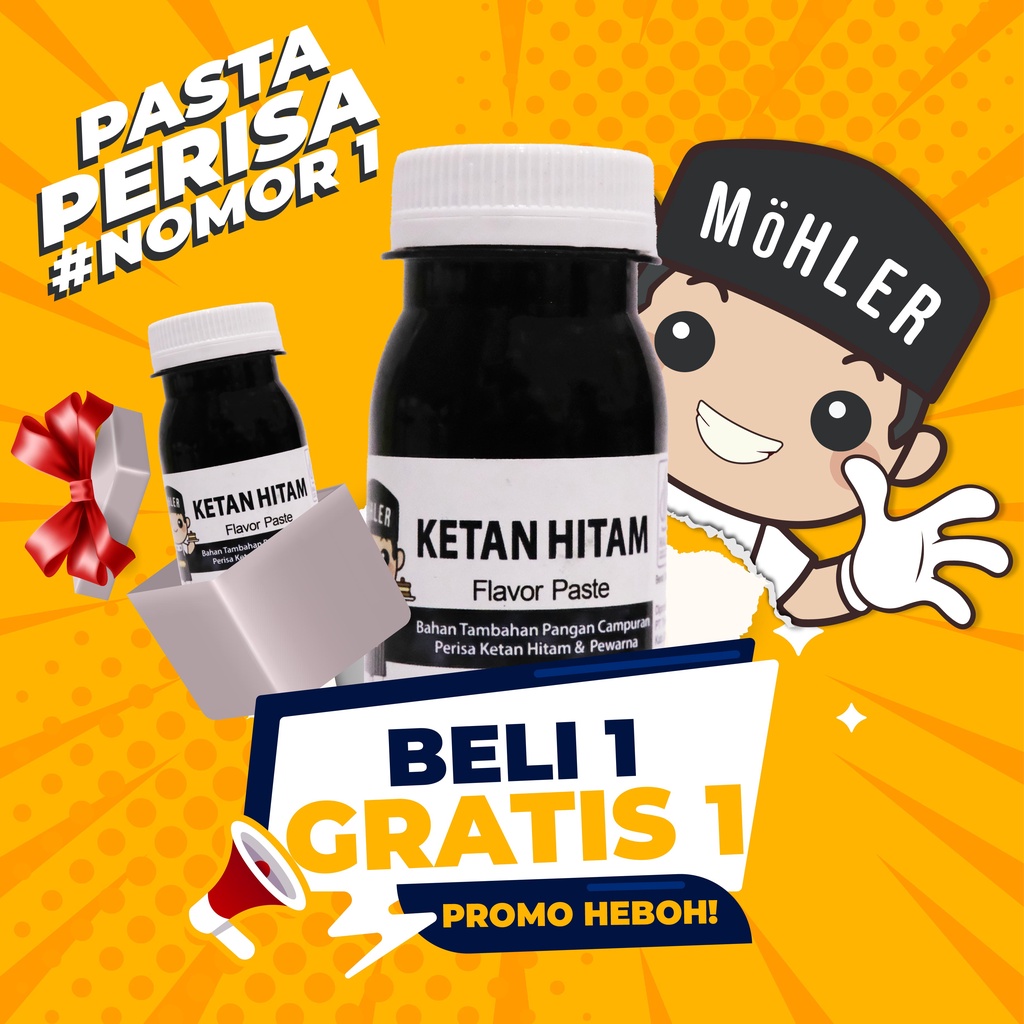 MOHLER Pasta perisa pewarna Ketan Hitam (KLIK KOMBO HEMAT UNTUK BELI 1 GRATIS 1)