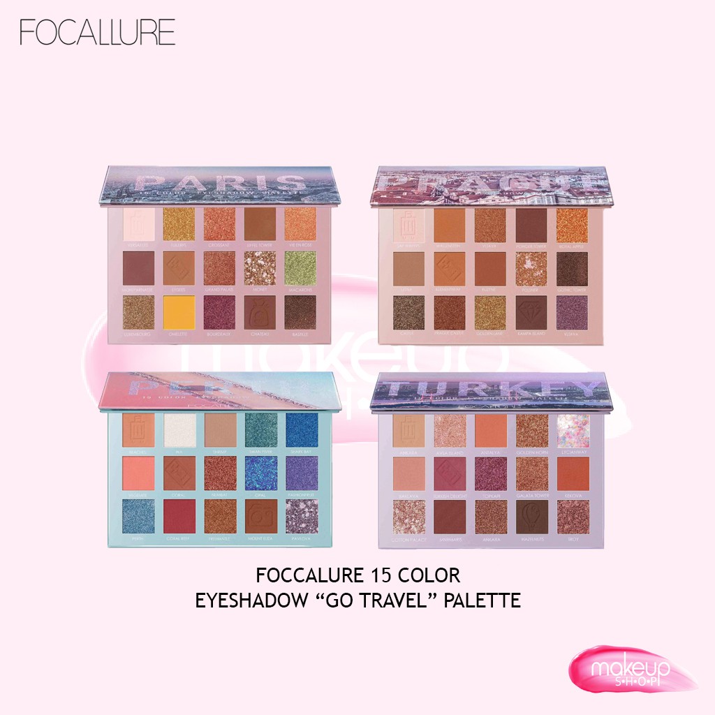 READY & ORI Focallure Eyeshadow Pallete GO TRAVEL 15 Colors PARIS TURKEY PRAGUE PERTH FA100 FA 100