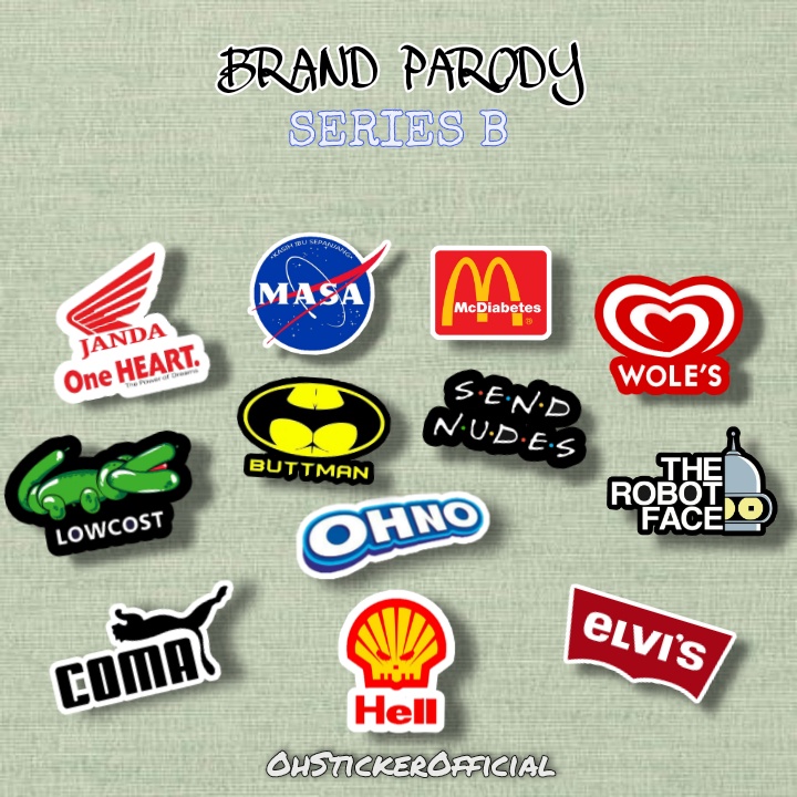 

STICKER AESTHETIC BRAND PARODY SERIES B // STIKER VINYL STIKER PACK TUMBLR CASE HANDPHONE LAPTOP