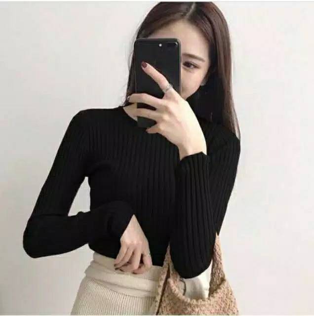 Blouse adzkia rajut 0-neck_atasan sweater rajut