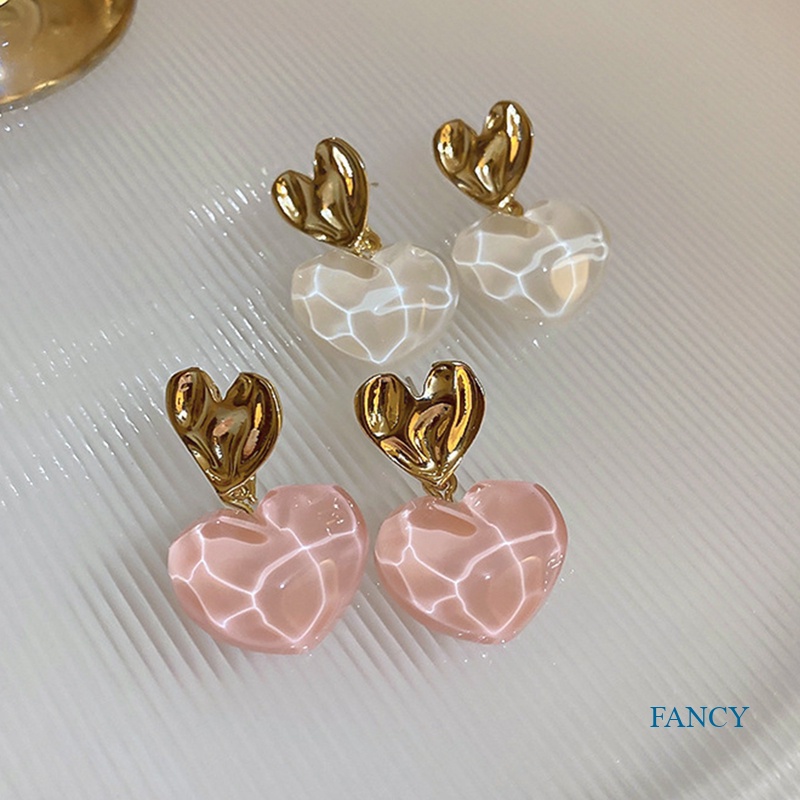 Anting Stud Zircon Berlian Imitasi Bentuk Hati Untuk Wanita