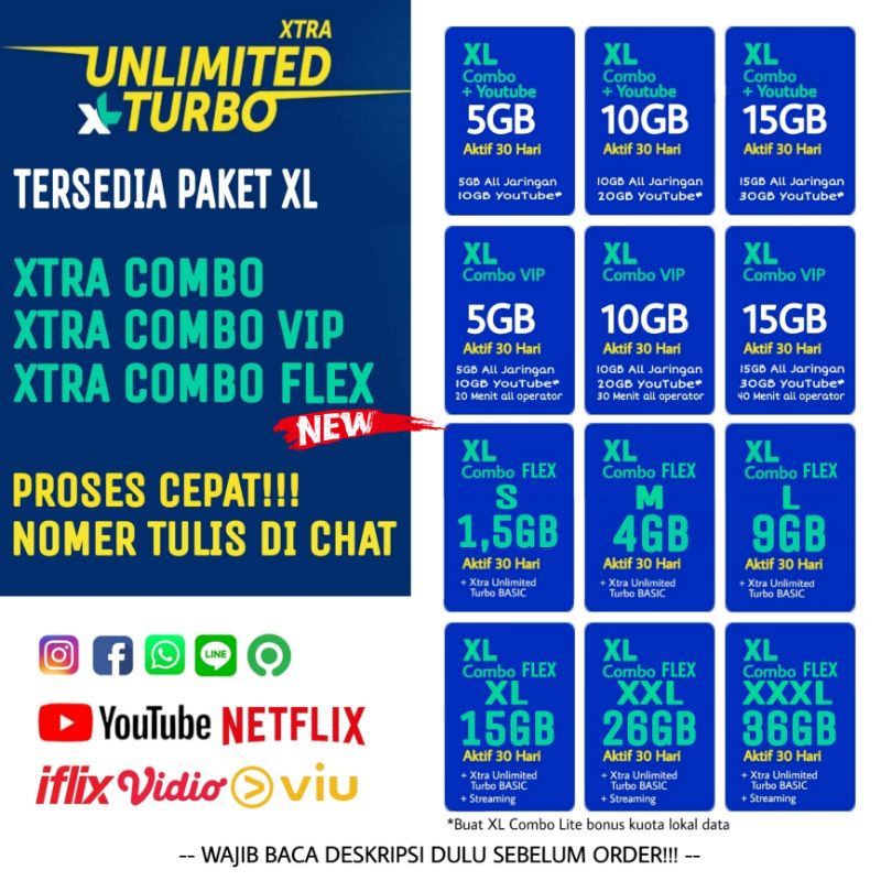 KUOTA XL XTRA COMBO/XTRA COMBO VIP/PAKET XL XTRA COMBO FLEX