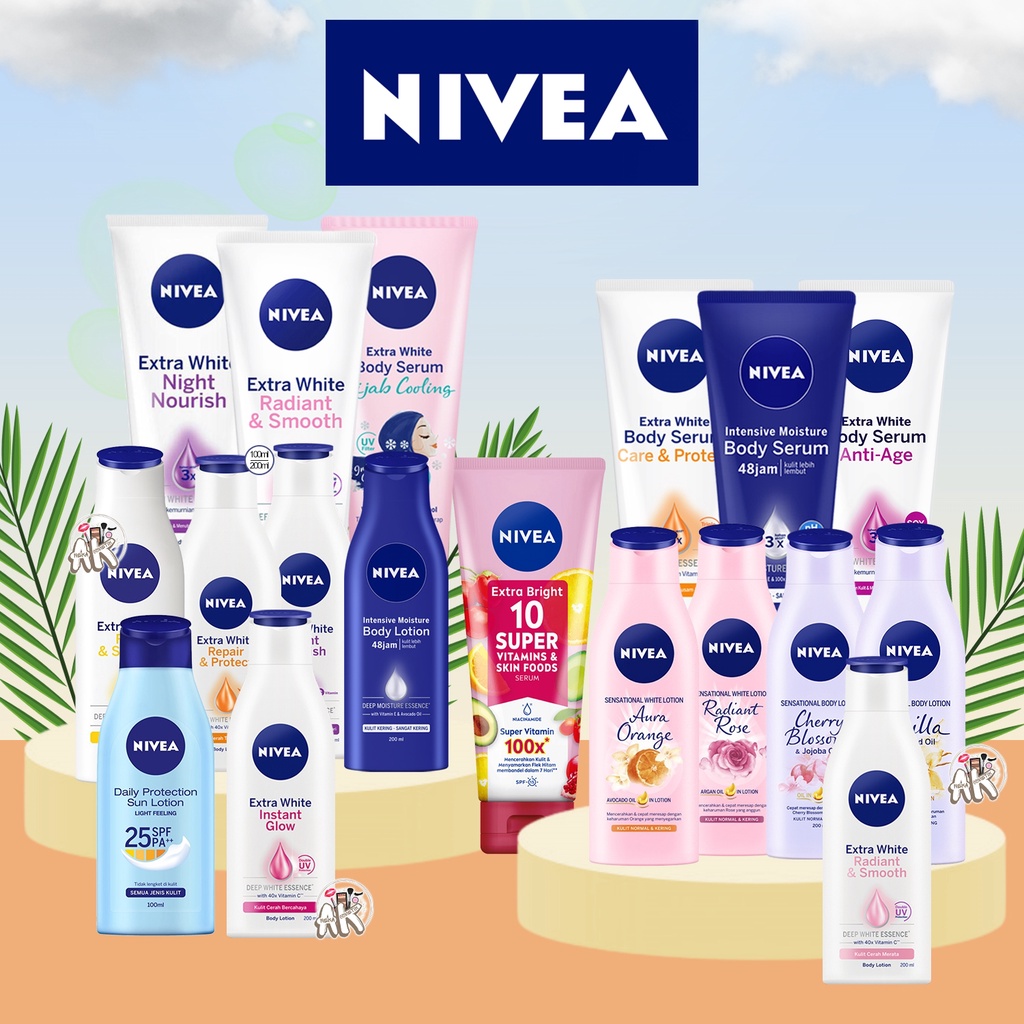 NIVEA Body Serum Extra White | Night | Care Protect | Radiant | Glow 70ml | Instant Glow | Sun Lotion Spf 33|180ml / 200ml | Extra Bright 10 Super Skin  (✔️BPOM)