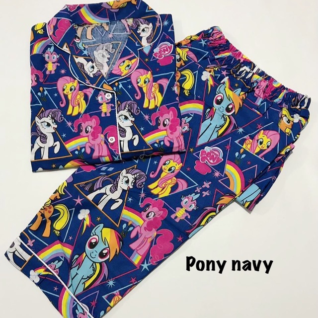 bajutidur Pony-NAVY bisa pasangan ibu anak keluarga / set piyama keluarga