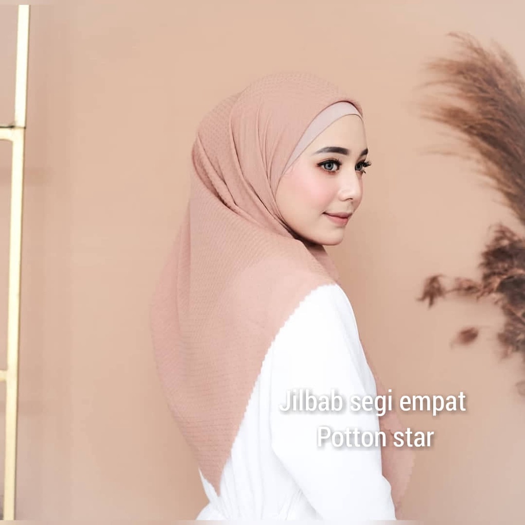 Hijab Segiempat Potton Star Lasercut ukuran 110x110 CM