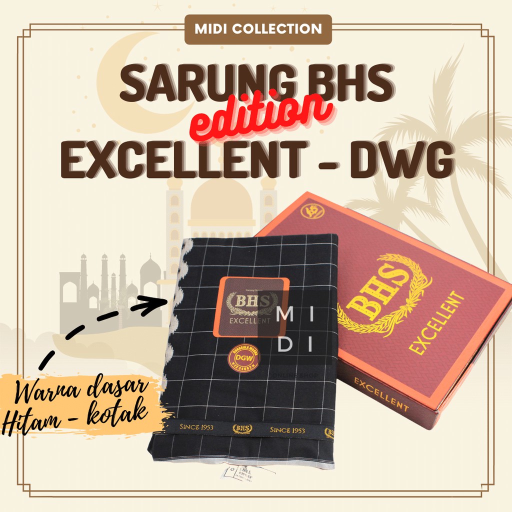Sarung BHS Gold Excellent - DWG (Donggala Warna) Kotak kotak Hitam