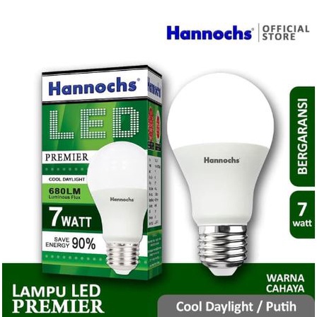 Lampu LED Hannochs Premier LED Bulb 7W Putih Garansi 1 Tahun - LED Premier Hannochs 7 Watt