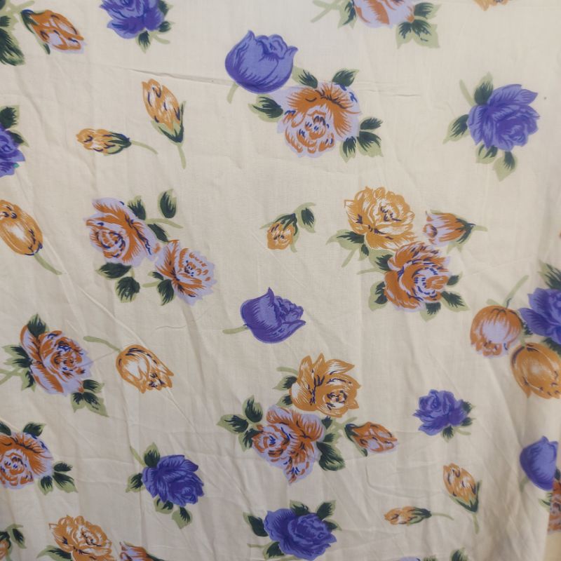 Kain Santung Halus Rayon Santung Motif Bunga Kembang H1 50cm