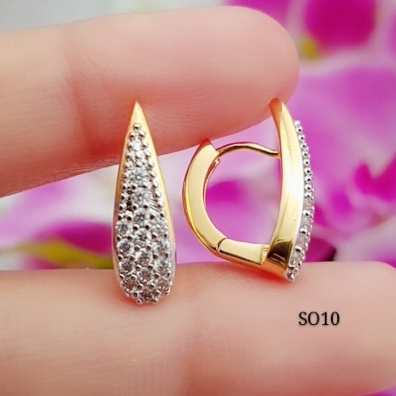 xuping anting permata putih lapisan emas terlaris star+