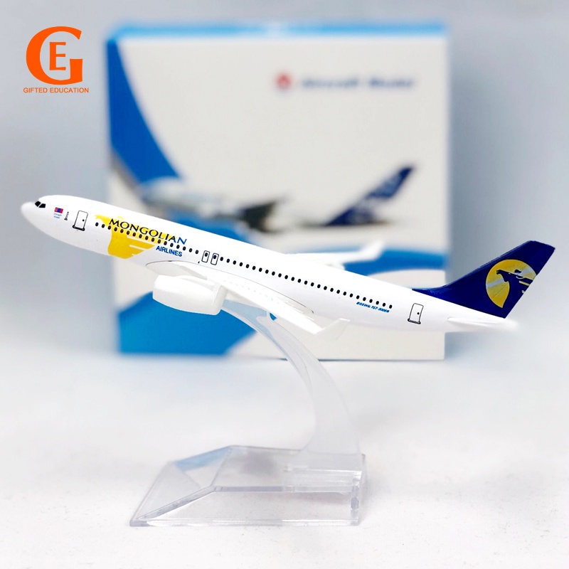 Mongolian B767 Pesawat Terbang Mongolia Boeing 767 Die Cast Bahan Metal Ukuran 16cm