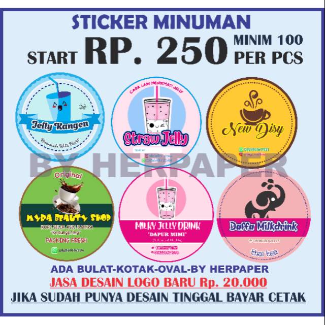 Jual Stiker Logo Minuman Waterptoof Customstiker Minuman Kekinian Stiker Cofee Stiker Puding 6975