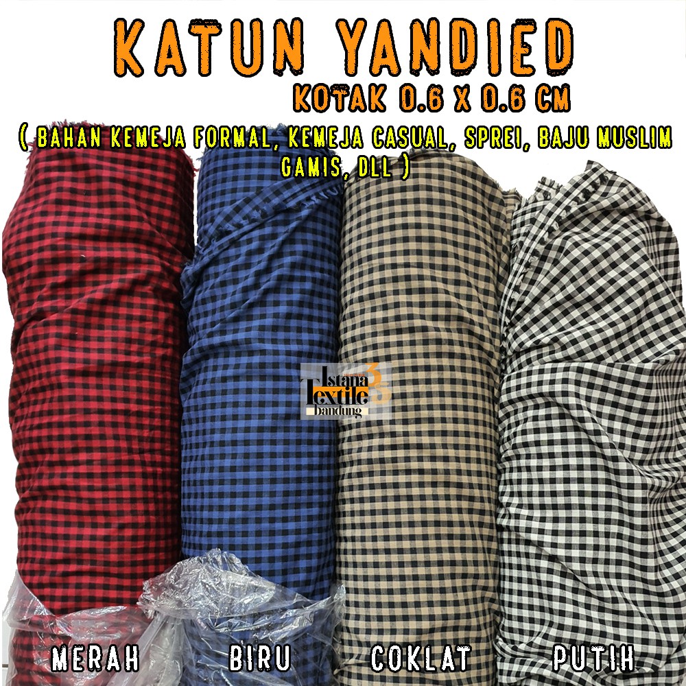 

1/2 meter bahan Katun Yandied Basic Kotak 0.6 x 0.6 cm