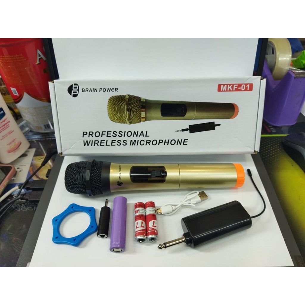 Profesional Wireless Microphone Brain Power MKF-01 / Mikrofon Wireless / Mic Wireless / Mic Wireless Murah Berkualitas Bisa Bayar Ditempat