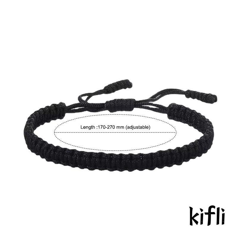 Gelang Persahabatan Tenunan Tangan Model Simpul Datar Aksen Berlian Gaya Tibet Untuk Pasangan