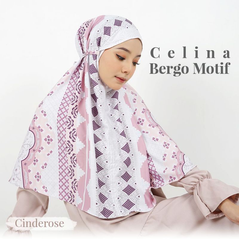 kerudung bergo motif/hijab instan motif/bergo premium bahan maxmara import/hijab sehari-hari-Cinderose