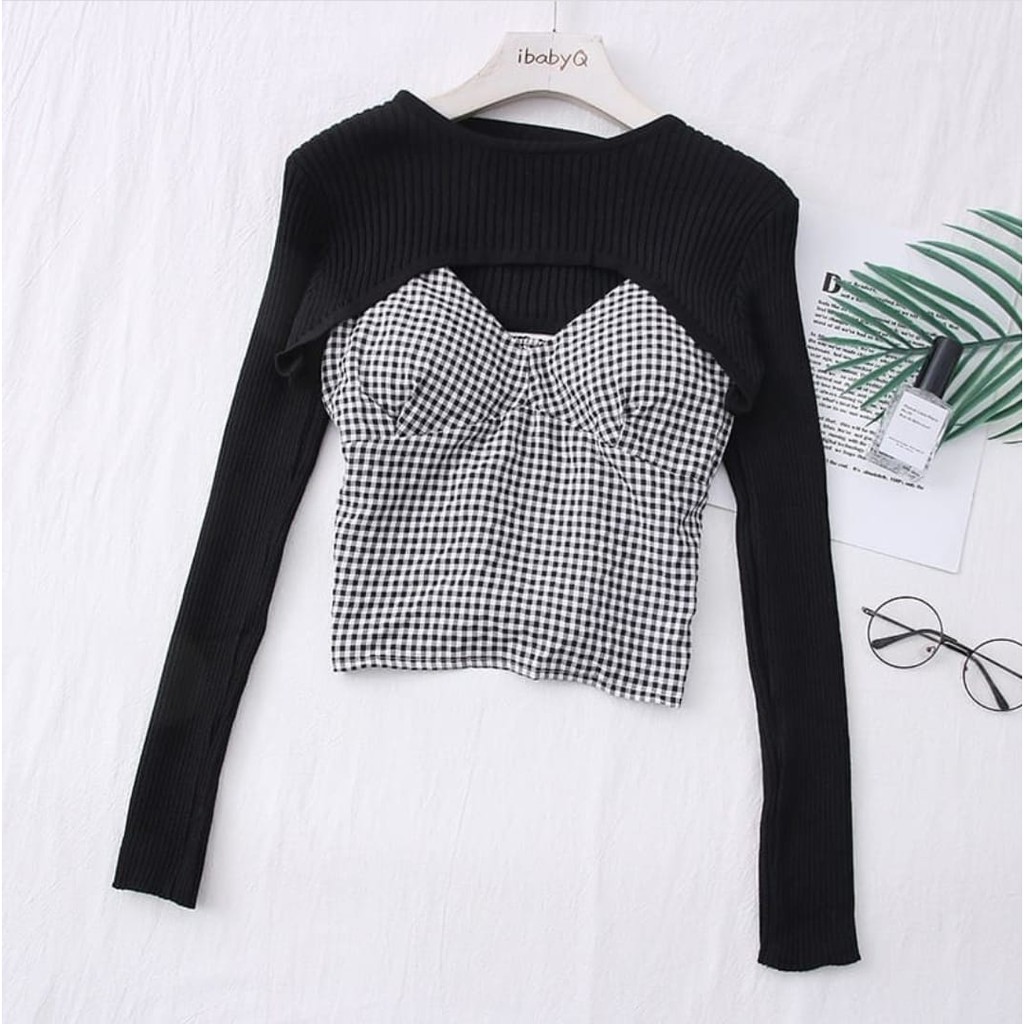 Manset Lengan tangan Rajut Premium /Eugene Crop RIB