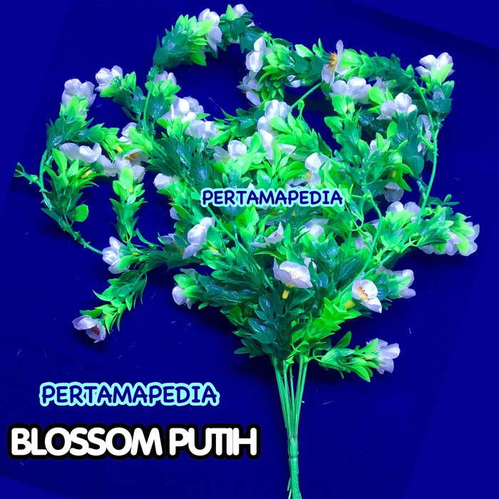 TERLARIS BUNGA PLASTIK /DAUN RAMBAT PLASTIK/ RUMPUT PLASTIK/ BLOSSOM PUTIH BERKUALITAS