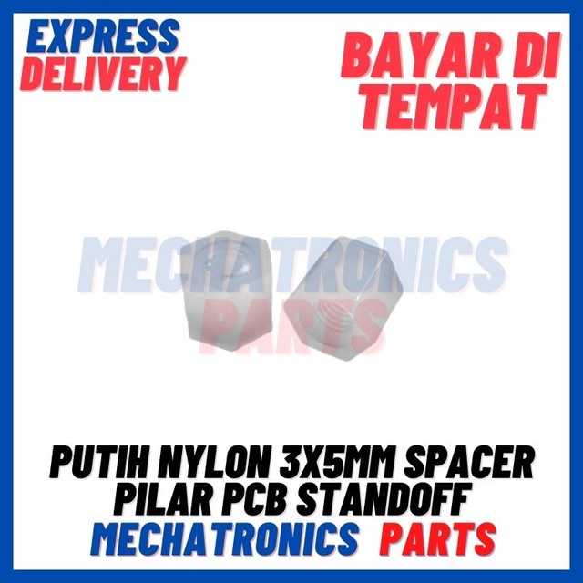 [DEV-9486] PUTIH NYLON M3X5MM SPACER DOUBLE PASS PILAR PCB STAND OFF M3 5 NILON