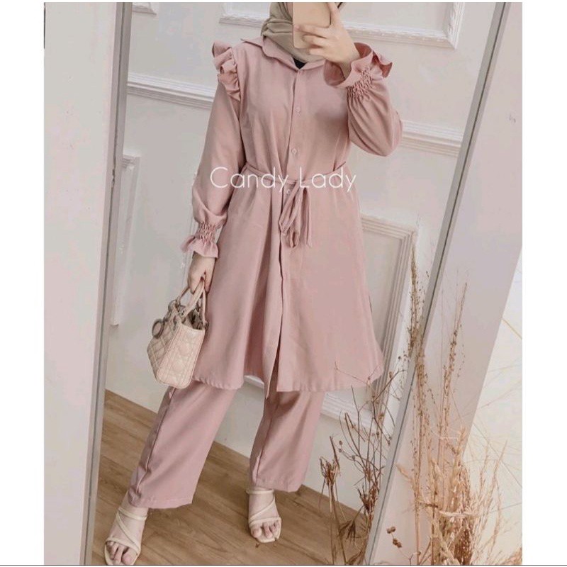 SHV  ONE SET MENDY DAILY BUSUI WANITA TUNIK SET   MOSCREPE